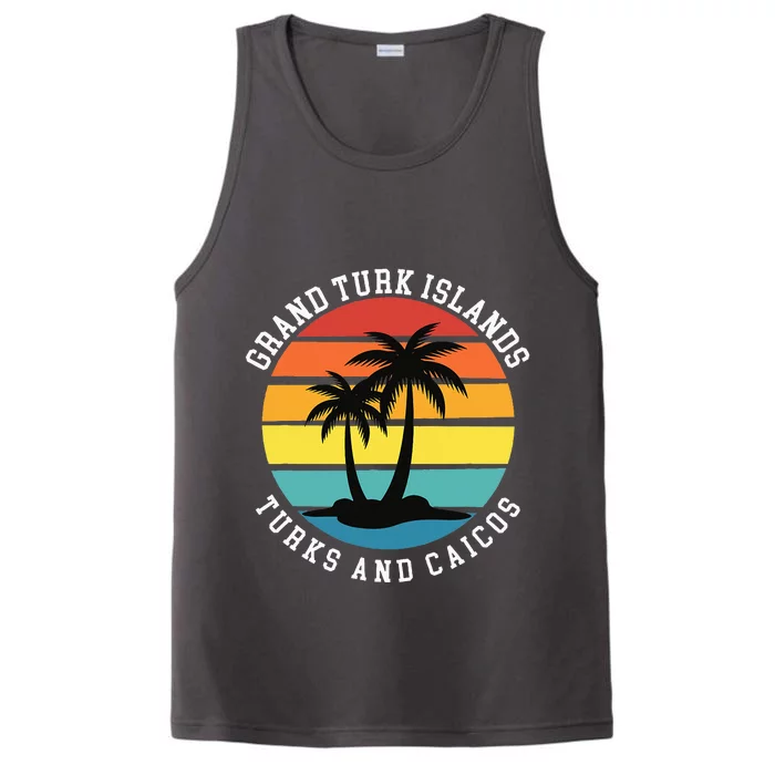 Grand Turk Islands Turks And Caicos Sunset Palm Trees Performance Tank