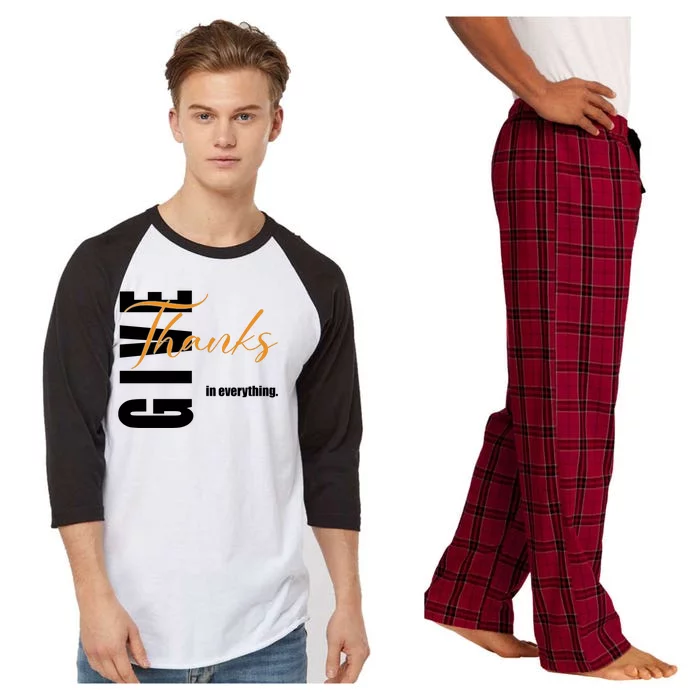 Give Thanks In Everything Thanksgiving Holiday Raglan Sleeve Pajama Set