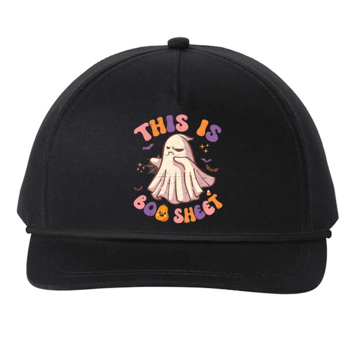 Groovy This Is Boo Sheet Ghost Spooky Halloween Vibes Gift Snapback Five-Panel Rope Hat