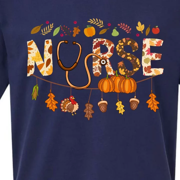 Giving Thanks In Fall Style: Nurse Thanksgiving Funny Gift Design Gift Sueded Cloud Jersey T-Shirt