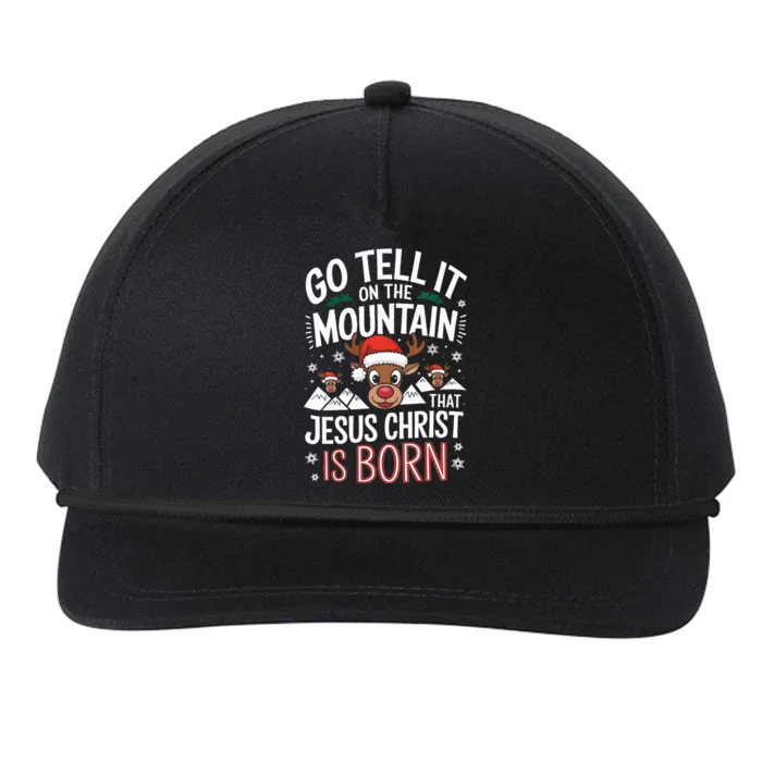 Go Tell It On The Mountain Christmas Reindeer Festive Snapback Five-Panel Rope Hat