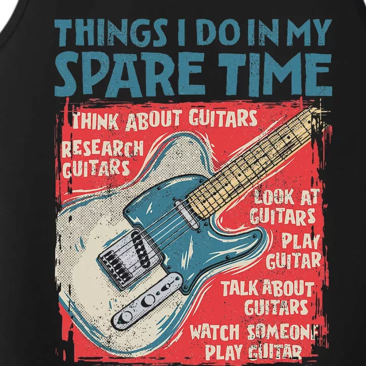 Guitar Things I Do In My Spare Time Funny Electric Guitarist Performance Tank