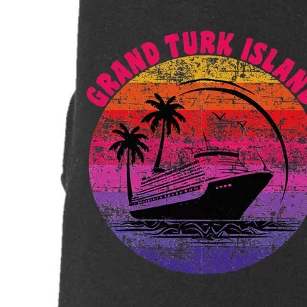 Grand Turk Island Cruise Retro Sunset Family Reunion Doggie 3-End Fleece Hoodie