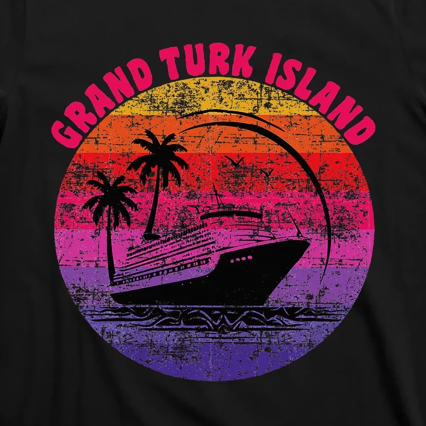 Grand Turk Island Cruise Retro Sunset Family Reunion T-Shirt