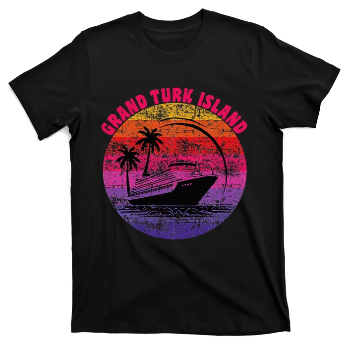 Grand Turk Island Cruise Retro Sunset Family Reunion T-Shirt