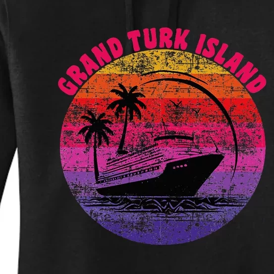 Grand Turk Island Cruise Retro Sunset Family Reunion Women's Pullover Hoodie