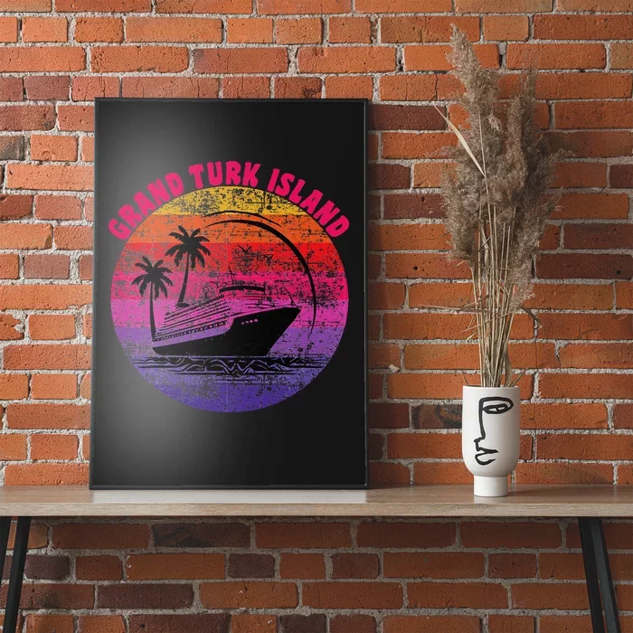 Grand Turk Island Cruise Retro Sunset Family Reunion Poster