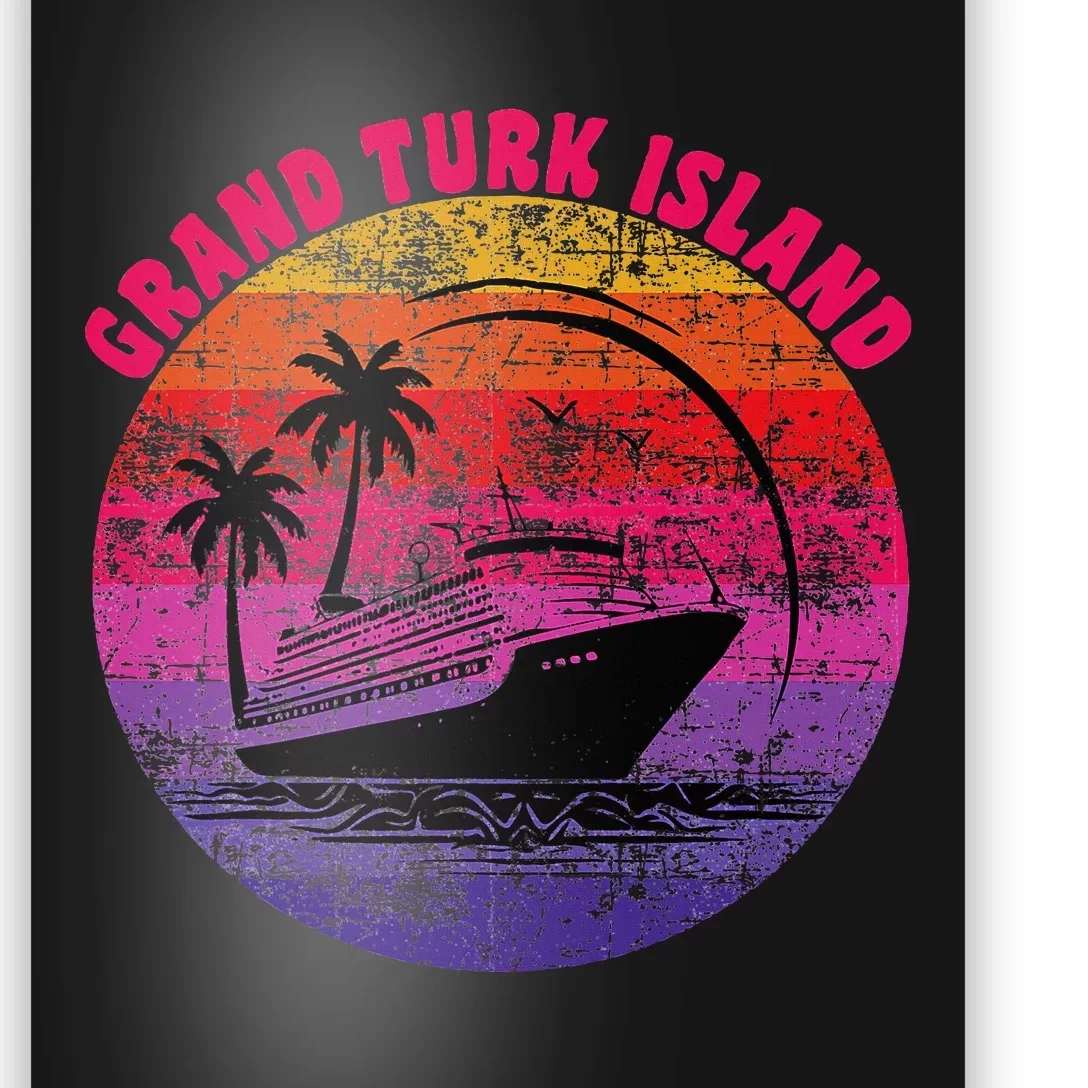 Grand Turk Island Cruise Retro Sunset Family Reunion Poster