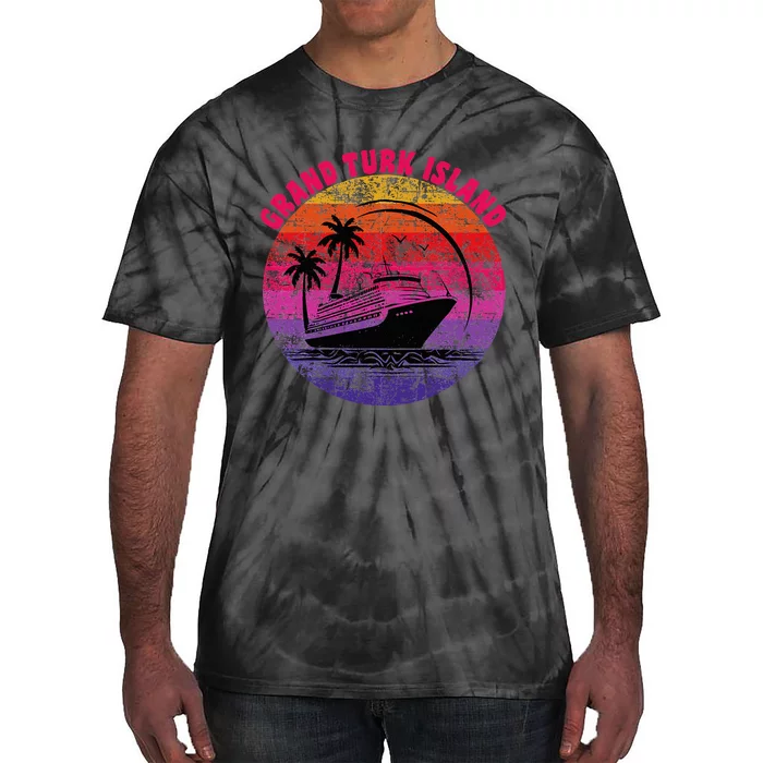 Grand Turk Island Cruise Retro Sunset Family Reunion Tie-Dye T-Shirt