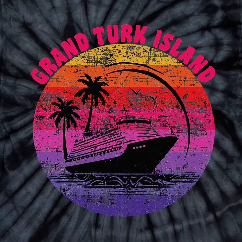 Grand Turk Island Cruise Retro Sunset Family Reunion Tie-Dye T-Shirt