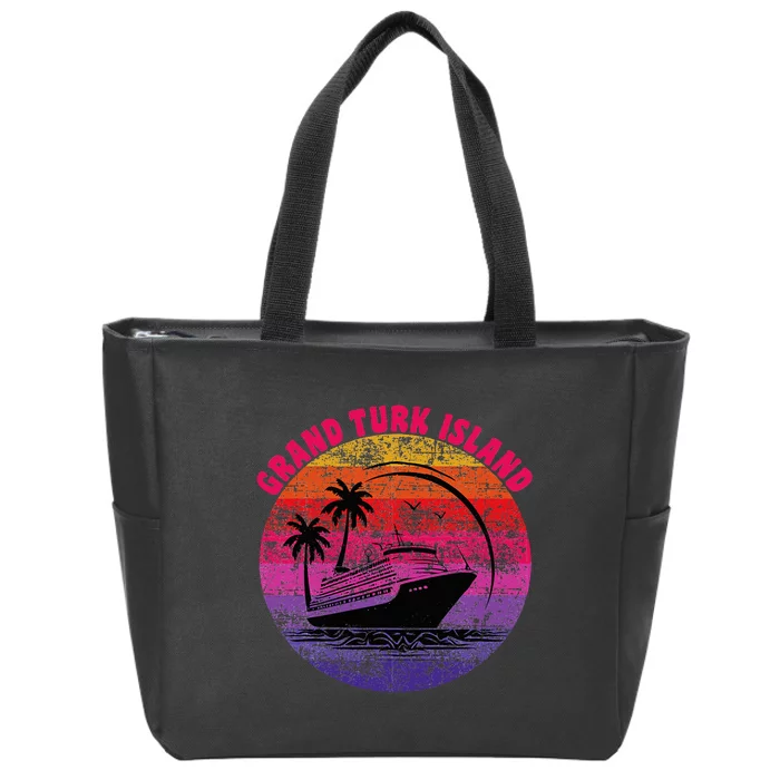 Grand Turk Island Cruise Retro Sunset Family Reunion Zip Tote Bag