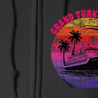 Grand Turk Island Cruise Retro Sunset Family Reunion Full Zip Hoodie