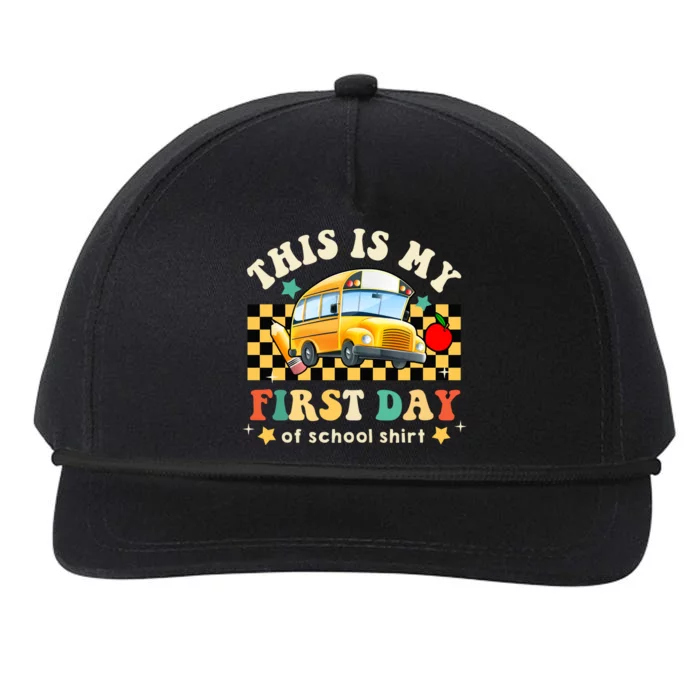 Groovy This Is My First Day Of School Funny Manatee Gifts Snapback Five-Panel Rope Hat