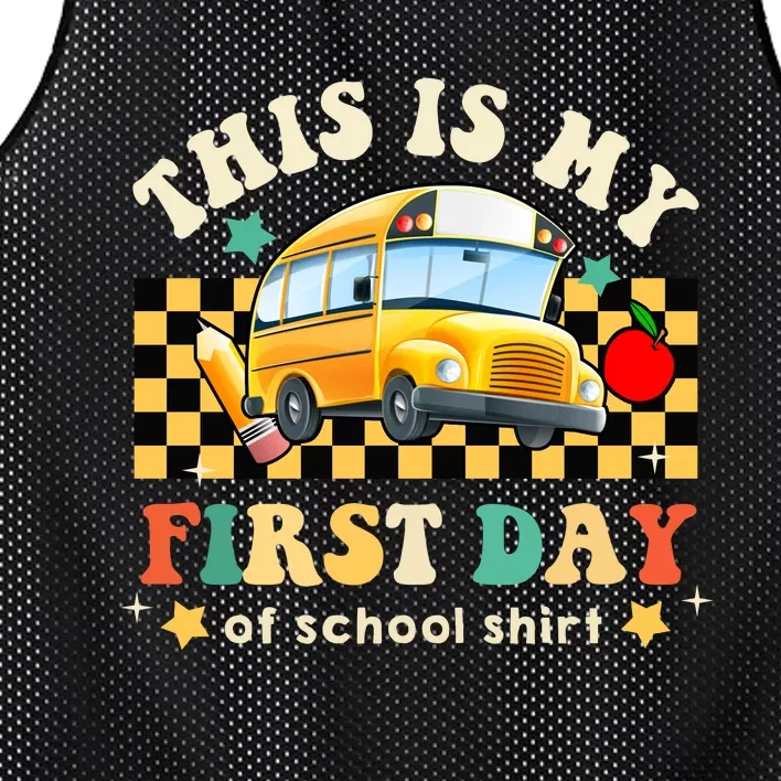 Groovy This Is My First Day Of School Funny Manatee Gifts Mesh Reversible Basketball Jersey Tank