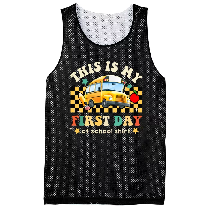 Groovy This Is My First Day Of School Funny Manatee Gifts Mesh Reversible Basketball Jersey Tank