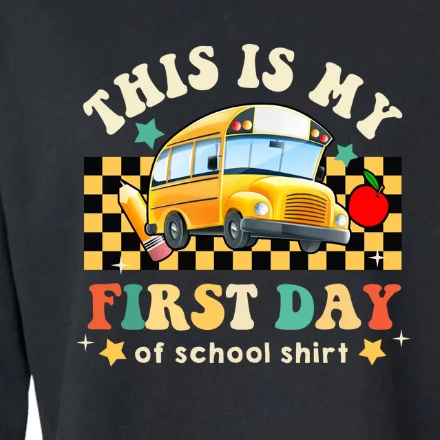 Groovy This Is My First Day Of School Funny Manatee Gifts Cropped Pullover Crew