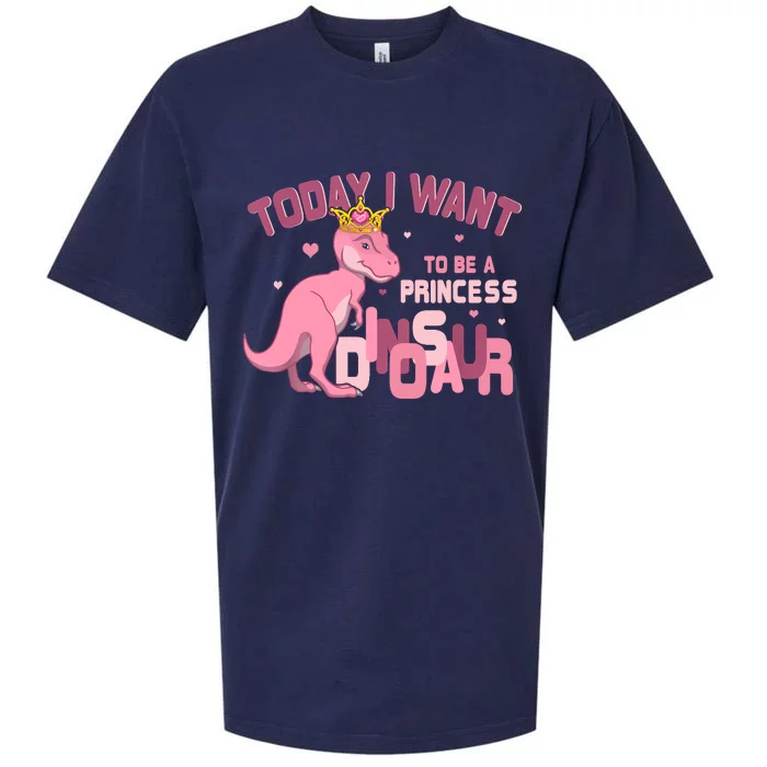 Girl Today I Want To Be A Princess A Pink Dinosaur TRex Sueded Cloud Jersey T-Shirt