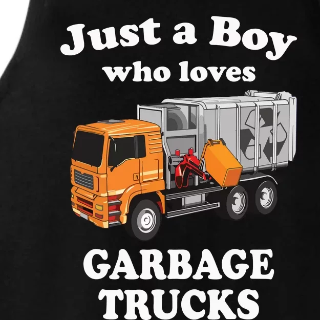 Garbage Truck Just A Boy Who Loves Garbage Trucks Ladies Tri-Blend Wicking Tank