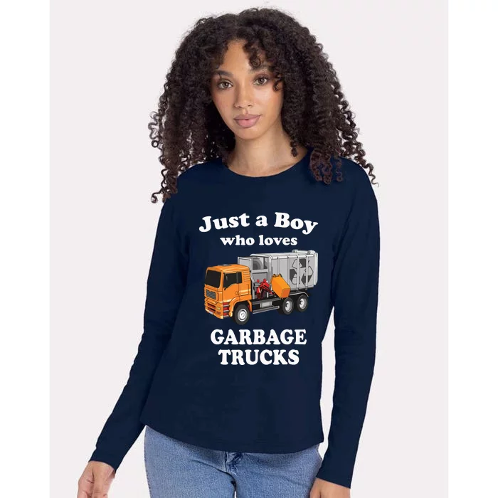 Garbage Truck Just A Boy Who Loves Garbage Trucks Womens Cotton Relaxed Long Sleeve T-Shirt