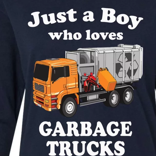 Garbage Truck Just A Boy Who Loves Garbage Trucks Womens Cotton Relaxed Long Sleeve T-Shirt