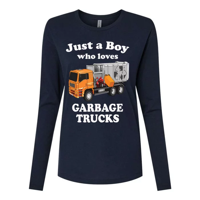 Garbage Truck Just A Boy Who Loves Garbage Trucks Womens Cotton Relaxed Long Sleeve T-Shirt