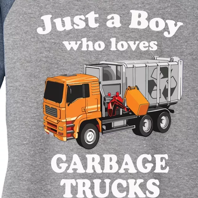 Garbage Truck Just A Boy Who Loves Garbage Trucks Women's Tri-Blend 3/4-Sleeve Raglan Shirt