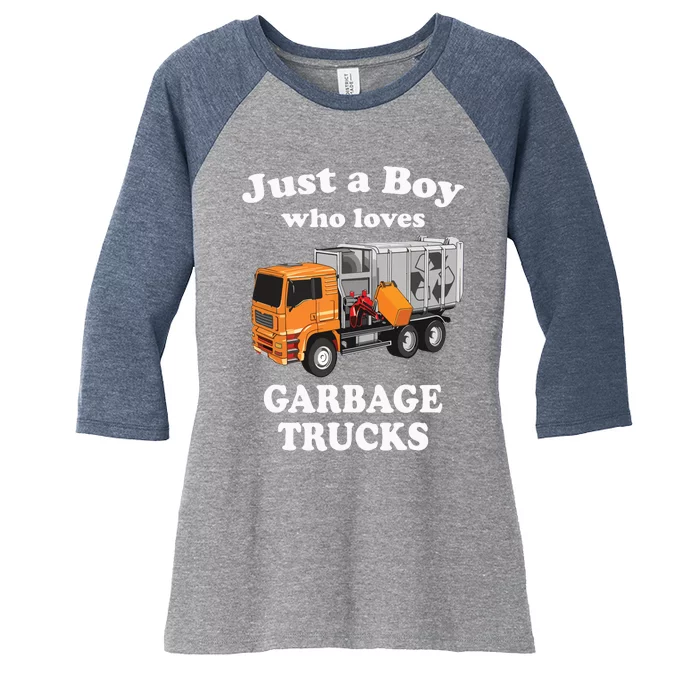 Garbage Truck Just A Boy Who Loves Garbage Trucks Women's Tri-Blend 3/4-Sleeve Raglan Shirt