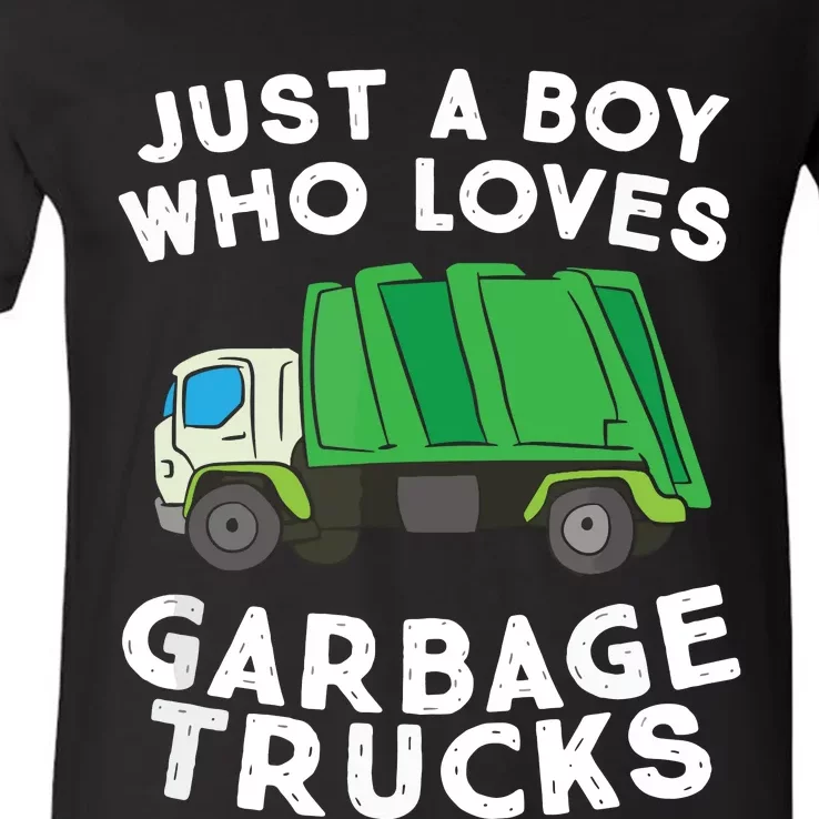 Garbage Truck Just A Boy Who Loves Garbage Trucks V-Neck T-Shirt