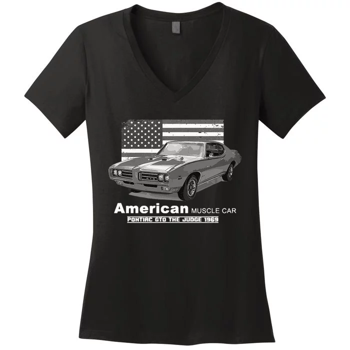 GTO The Judge American Muscle Car 60s 70s Women's V-Neck T-Shirt