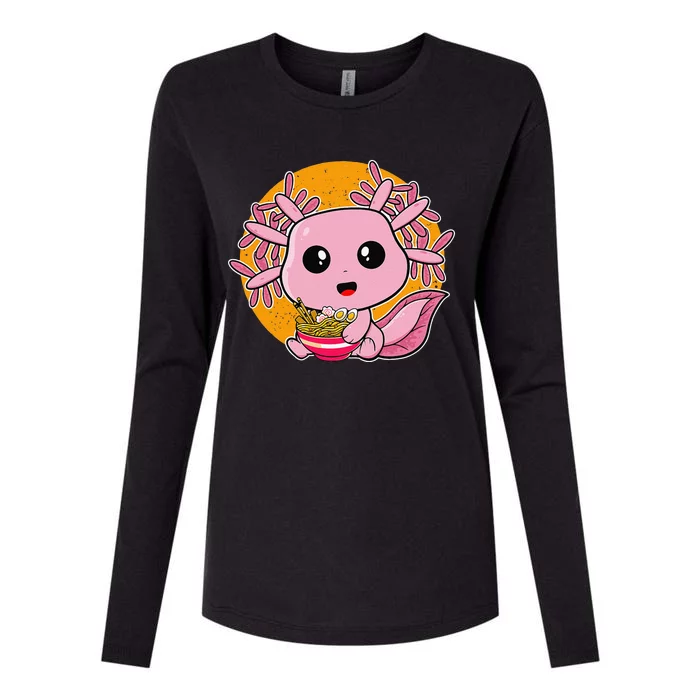 Girls Teens Kawaii Axolotl Eating Ra Noodles Anime Lover Womens Cotton Relaxed Long Sleeve T-Shirt