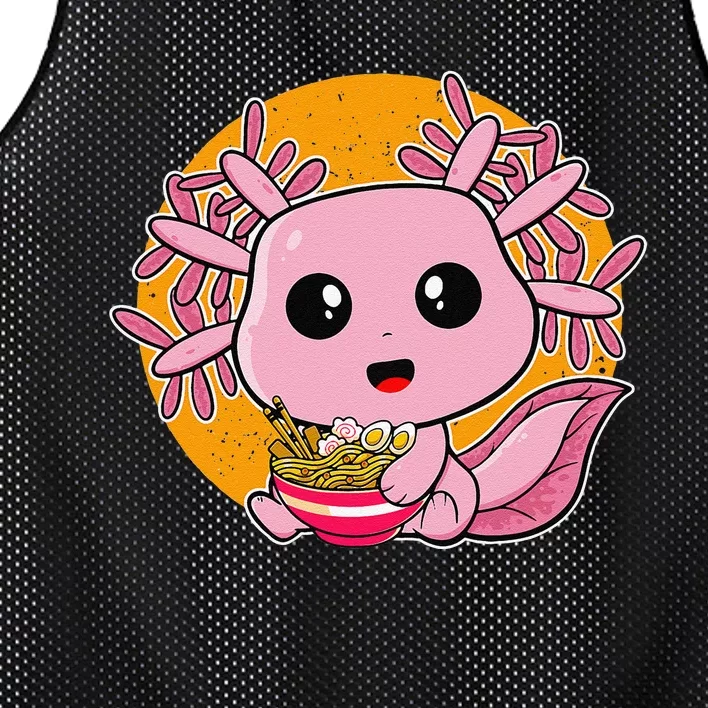 Girls Teens Kawaii Axolotl Eating Ra Noodles Anime Lover Mesh Reversible Basketball Jersey Tank