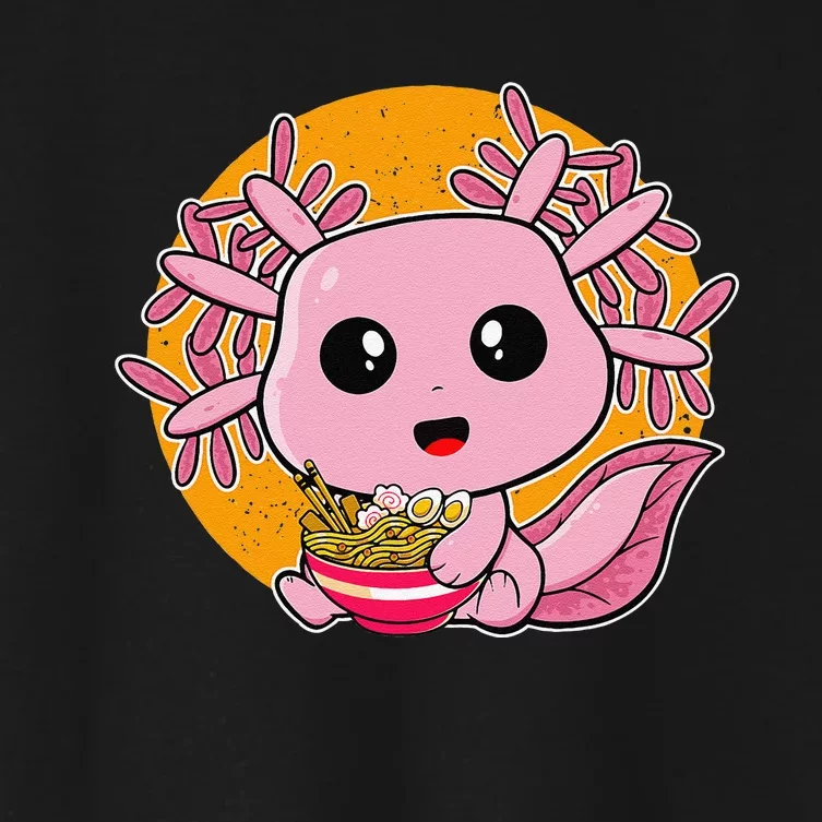 Girls Teens Kawaii Axolotl Eating Ra Noodles Anime Lover Women's Crop Top Tee