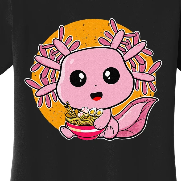 Girls Teens Kawaii Axolotl Eating Ra Noodles Anime Lover Women's T-Shirt