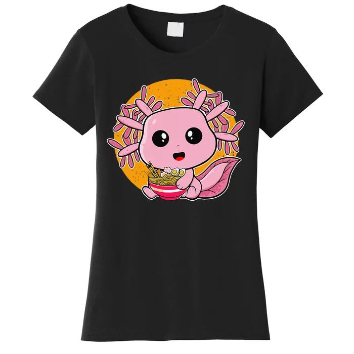 Girls Teens Kawaii Axolotl Eating Ra Noodles Anime Lover Women's T-Shirt