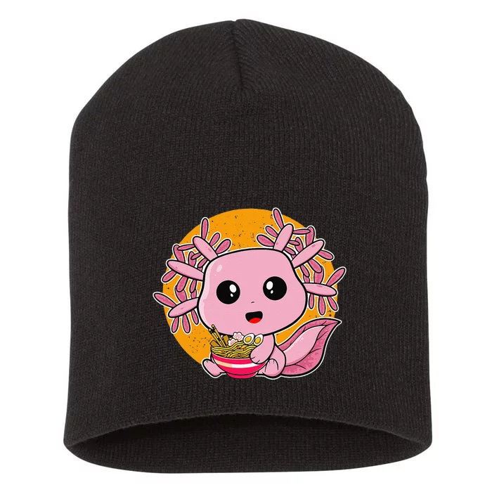 Girls Teens Kawaii Axolotl Eating Ra Noodles Anime Lover Short Acrylic Beanie