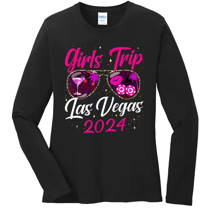 Girl Trip Las Vegas 2024 Nevada Vacation Birthday Trip Ladies Long Sleeve Shirt