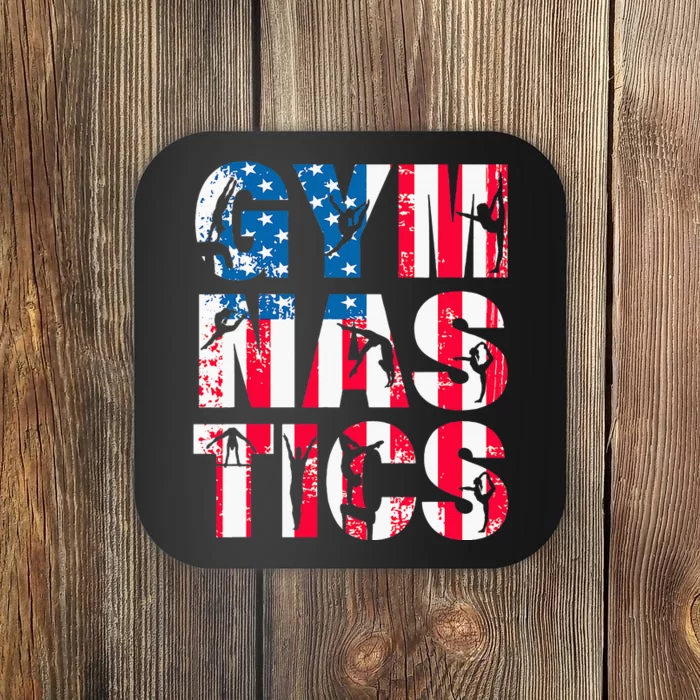 Gymnastics Team Lovers American Flag Usa Gymnast Coaster