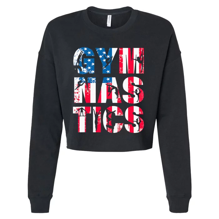 Gymnastics Team Lovers American Flag Usa Gymnast Cropped Pullover Crew