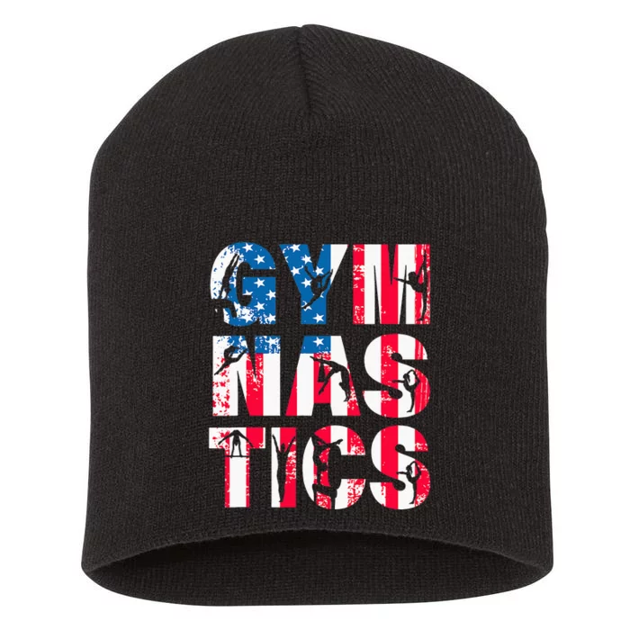 Gymnastics Team Lovers American Flag Usa Gymnast Short Acrylic Beanie