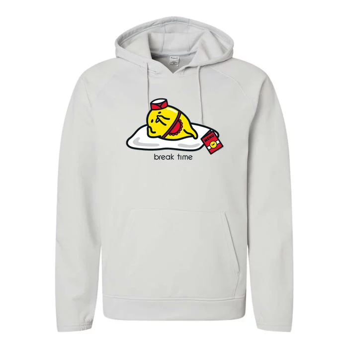 Gudetama The Lazy Egg Diner Server Break Time Performance Fleece Hoodie