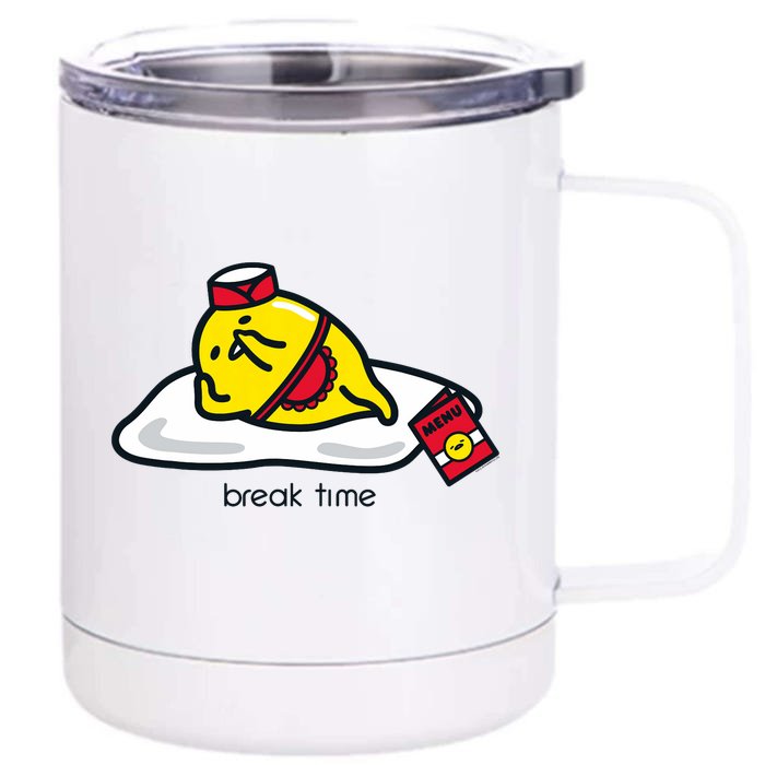 Gudetama The Lazy Egg Diner Server Break Time Front & Back 12oz Stainless Steel Tumbler Cup