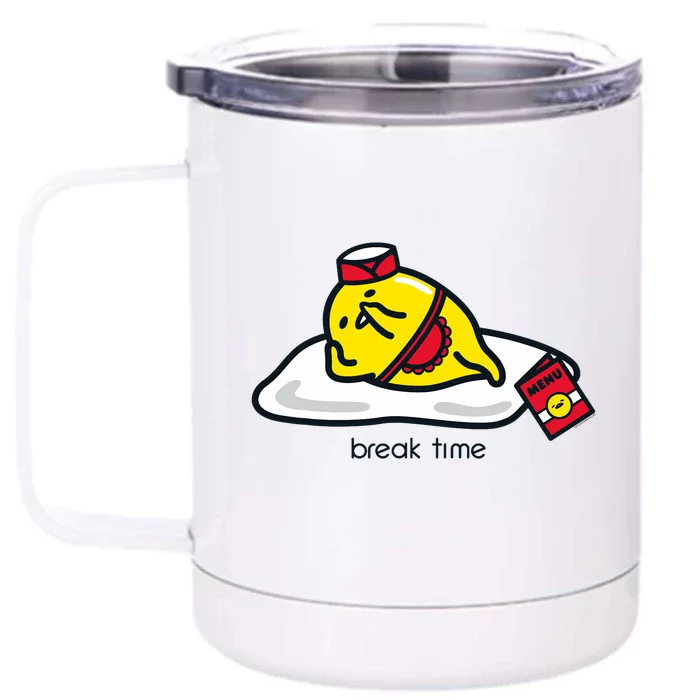 Gudetama The Lazy Egg Diner Server Break Time Front & Back 12oz Stainless Steel Tumbler Cup