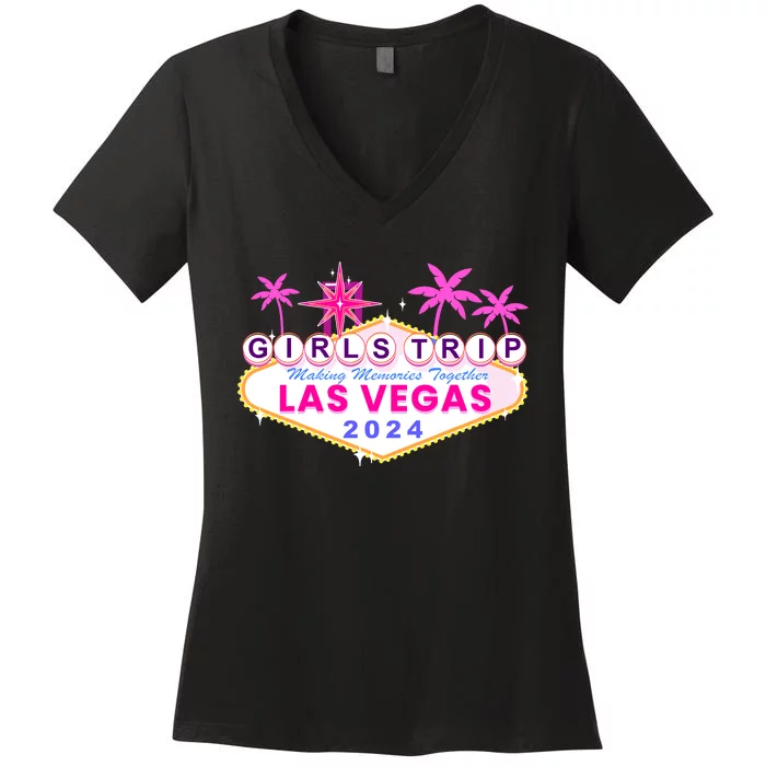 Girl Trip Las Vegas 2024s Birthday Squad Vegas Baby Women's V-Neck T-Shirt