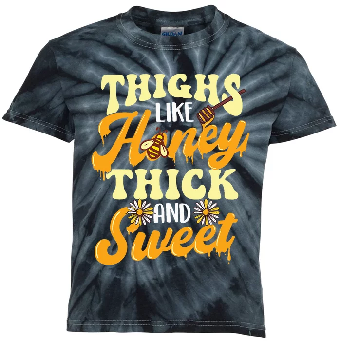 groovy Thighs Like Honey Thick And Sweet Thick Thighs Kids Tie-Dye T-Shirt