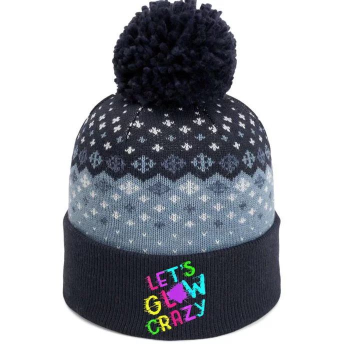 Group Team Lets A Glow Crazy Retro Colorful Quote The Baniff Cuffed Pom Beanie