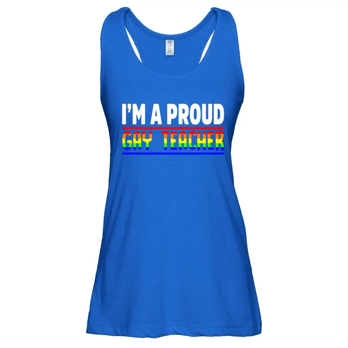 Gay Teacher Lgbt Pride Month Ally Proud Lgbtqia Gift Ladies Essential Flowy Tank