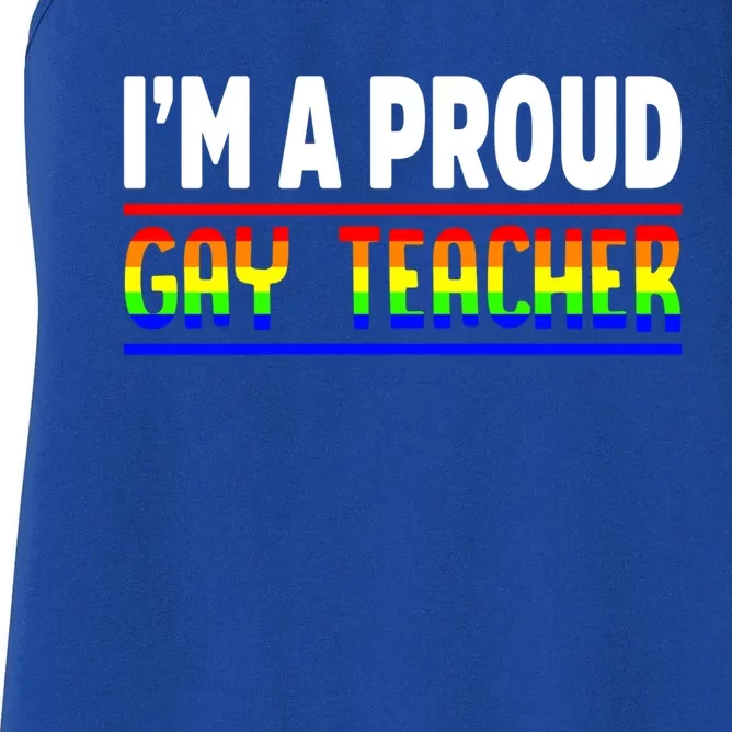 Gay Teacher Lgbt Pride Month Ally Proud Lgbtqia Gift Women's Racerback Tank