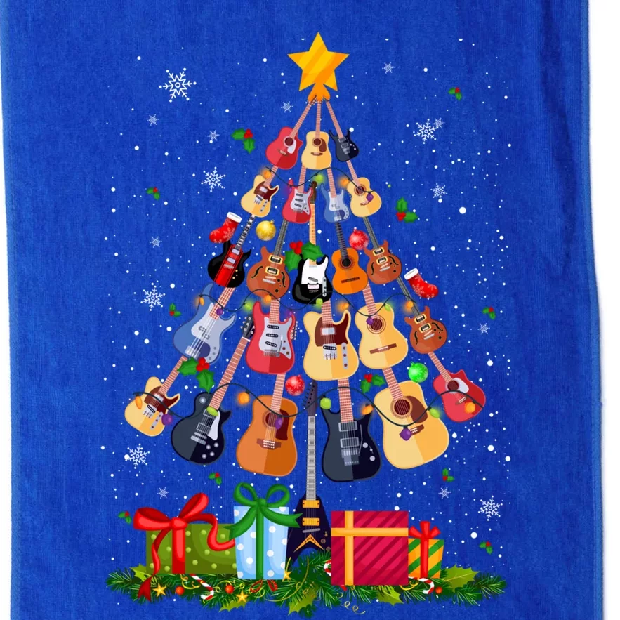 Guitar Tree Lights Christmas Pajamas Guitar Lovers Xmas Gift Platinum Collection Golf Towel