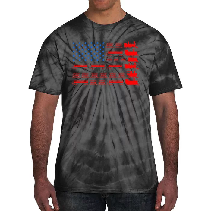 Great Train Lover Design Model Trains United States Flag Tie-Dye T-Shirt