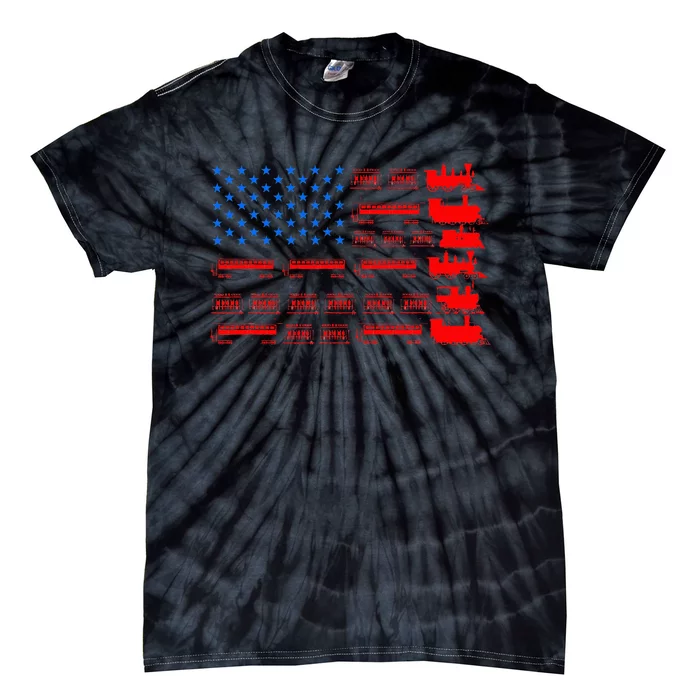 Great Train Lover Design Model Trains United States Flag Tie-Dye T-Shirt